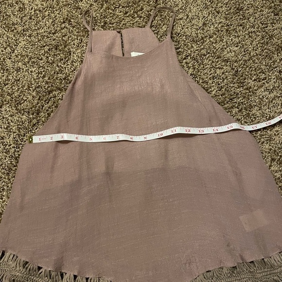 Mustard seed light purple medium Woven Crochet Fringe Tank Top - Picture 5 of 8